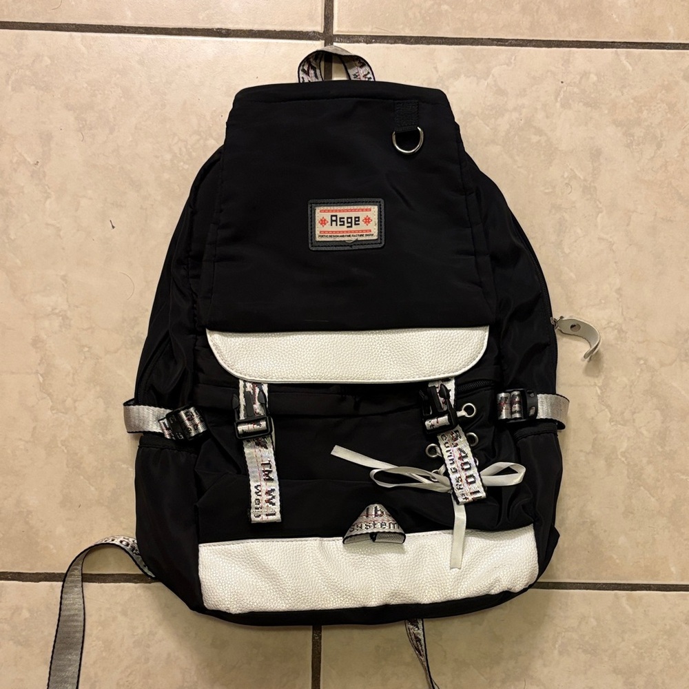 Asge Black and White Backpack (gently used)
